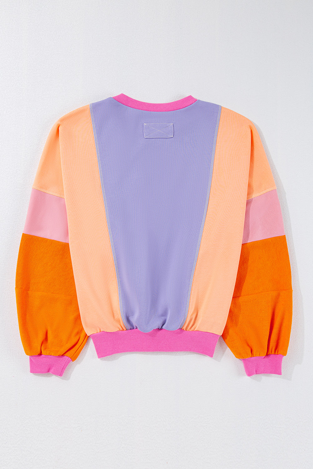 Grapefruit Orange Colorblock Patchwork Drop Shoulder Top