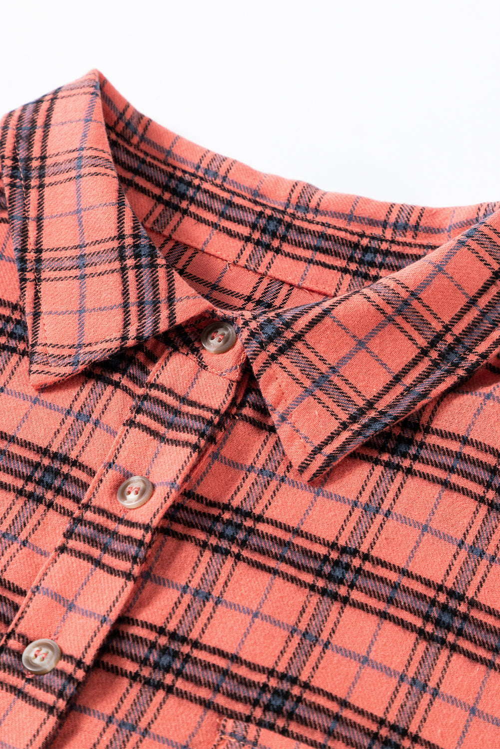 Red Plaid Long Sleeve Distressed Hem Shirt