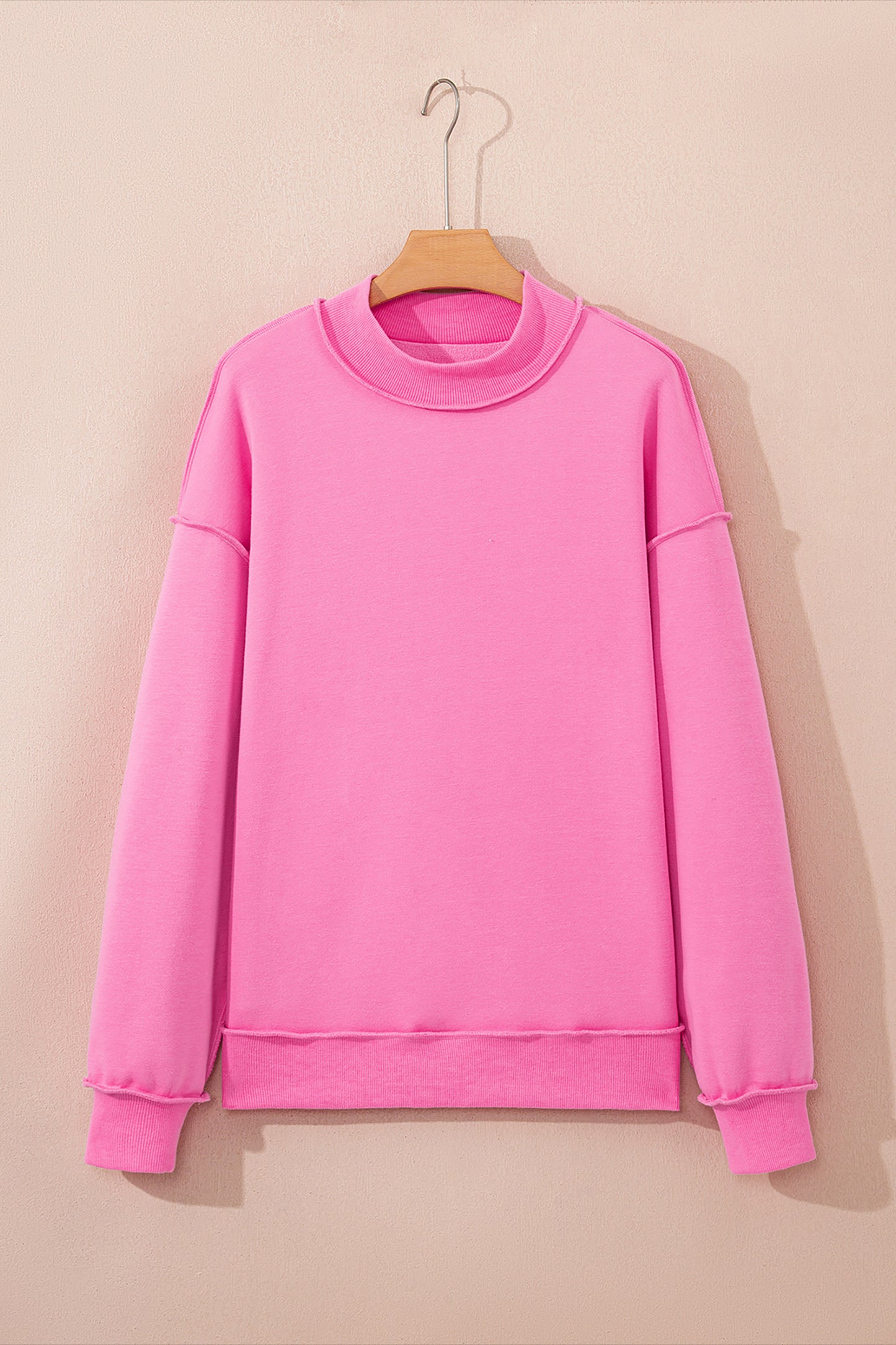 Bright Green Oversize Drop Shoulder Reversible Mock Neck Sweatshirt