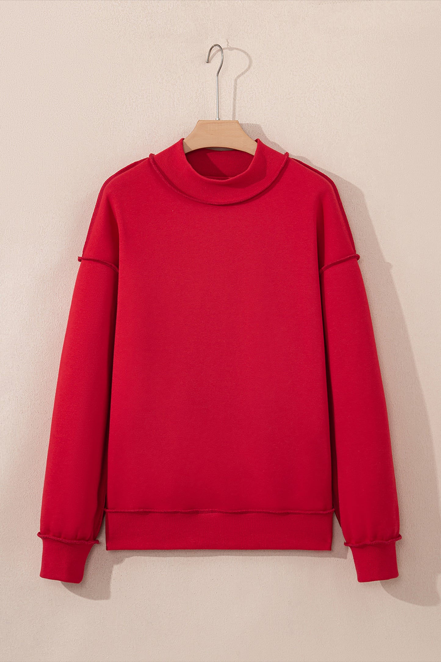 Bright Green Oversize Drop Shoulder Reversible Mock Neck Sweatshirt