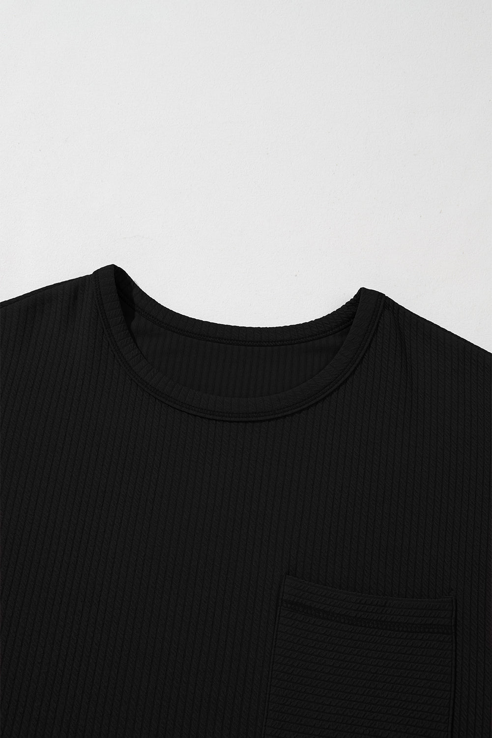 Black Pocketed Ribbed Long Sleeve Top